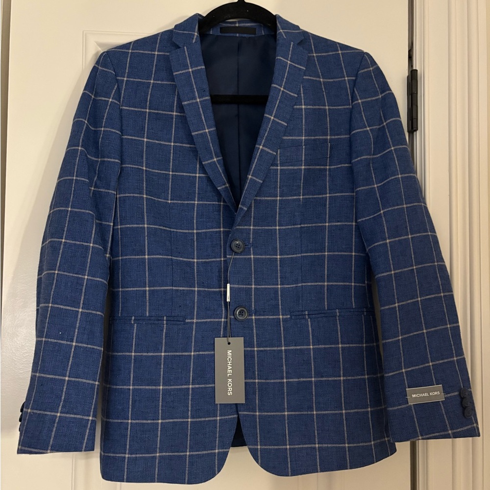 Michael Kors Navy Windowpane Blazer